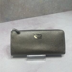 Michael Kors Metallic Quarter Zip Wallet Gunmetal